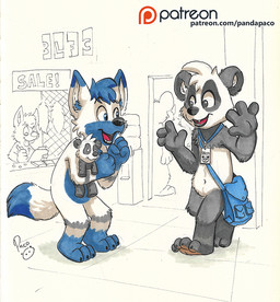 anthro black_nose blue_body blue_eyes blue_fur blue_hair duo_focus featureless_crotch fur glistening glistening_eyes grey_body grey_fur group hair happy holding_object holding_plushie inside logo male nude open_mouth open_smile patreon_logo plushie red_tongue short_hair smile text tongue white_body white_fur young young_anthro young_male pandapaco patreon parinton bear canid canine giant_panda mammal artist_logo signature url