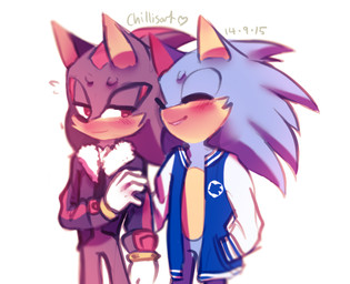 anthro black_body black_clothing black_fur black_topwear blue_body blue_clothing blue_fur blue_topwear blush clothing duo eyes_closed fur gloves hand_in_pocket handwear jacket letterman_jacket male male/male pockets red_body red_eyes red_fur simple_background smile topwear white_background spacecolonie sega sonic_the_hedgehog_(series) shadow_the_hedgehog sonic_the_hedgehog eulipotyphlan hedgehog mammal 2015 dated