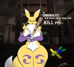 anthro baseball_bat bat_(object) big_butt blood bodily_fluids butt corpse countershading criminality death duo female text lot_par bandai_namco digimon roblox canid digimon_(species) mammal renamon absurd_res english_text hi_res