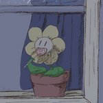 ambiguous_gender candy dessert eating flower food holding_candy holding_food holding_lollipop holding_object lollipop looking_outside not_furry plant plant_pot solo window petite-pumpkin undertale undertale_(series) flowey_the_flower elemental_creature flora_fauna flower_creature 1:1 2016