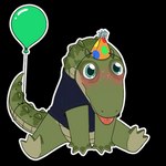 anthro balloon blush clothing hat headgear headwear inflatable looking_at_viewer male party_hat pleading_eyes semi-anthro shirt sitting solo tongue tongue_out topwear benji_(artist) benji_alligator_(benji) alligator alligatorid crocodilian reptile scalie 1:1 alpha_channel