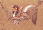 anthro big_breasts blush breasts female hammock hanging_breasts lying nipples nude on_front simple_background solo fuchs out-of-placers kassen_akoll mammal yinglet absurd_res hi_res traditional_media_(artwork)