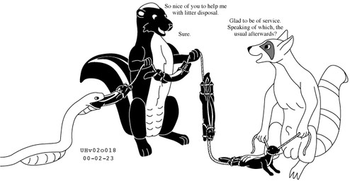 animal_genitalia bad_parenting balls bound bound_together dialogue fatal_vore feet_first female feral feral_pred feral_prey fur genitals group implied_fatal larger_pred male male/female male/male male_prey multiple_prey nipples nude_male nude_pred nude_prey oral_vore penis sheath size_difference smile standing tail vore willing_pred young young_prey urbanhermit mammal mephitid procyonid raccoon reptile scalie skunk snake 2000 black_and_white dated monochrome mother_(lore) parent_(lore)