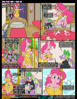 3_toes anthro anthrofied back_wings balls_outline barefoot bed bedroom biped black_clothing black_suit black_tie_(suit) blue_eyes bow_tie breasts building bulge butt camel_toe camera carpet clothed clothed_anthro clothed_female clothed_male clothing cloud cutie_mark day detailed_background detailed_bulge dialogue door dress duo ears_down eye_contact feet female floor fur furniture genital_outline grass green_eyes green_spikes hair happy hooves inside jumping jumping_on_bed kneeling lamp larger_female looking_at_another looking_down looking_down_at_another looking_up looking_up_at_another male midair multicolored_body multicolored_tail multicolored_wings open_mouth opening_door page_number panties panty_shot parchment pink_body pink_breasts pink_fur pink_hair pink_tail pink_tongue pivoted_ears plant plant_pot purple_body purple_nose purple_tail purple_wings red_bow_tie red_tongue sad scales size_difference sky smaller_male snout sound_effects speech_bubble spikes spikes_(anatomy) standing steps subscribestar_logo subscribestar_username suit tail tan_body tan_scales tan_tail tan_wings text title toes tongue two_tone_tail two_tone_wings underwear walking white_clothing window wings wood wood_door wood_floor worried yellow_clothing yellow_dress kitsune_youkai friendship_is_magic hasbro my_little_pony mythology subscribestar pinkie_pie_(mlp) spike_(mlp) dragon equid equine horse mammal mythological_creature mythological_scalie pony scalie 2025 comic dated digital_media_(artwork) english_text hi_res url