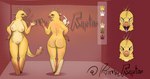 anthro breasts butt feathers female nude simple_background solo tail kimuraptor dinosaur dromaeosaurid dromaeosaurus feathered_dinosaur feathered_scalie prehistoric_species reptile scalie theropod velociraptor absurd_res hi_res model_sheet