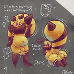 anthro backsack balls belly butt butt_jiggle fully_inside genitals jiggling male one_eye_closed presenting presenting_hindquarters reformation sentient_fat solo text vore wink x_pupils yellow_body tur0_dx meli_(tur0_dx) arthropod bee hymenopteran insect 1:1 english_text hi_res