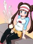 ambiguous_fluids ambiguous_gender blue_eyes blush bodily_fluids breasts brown_hair clothed clothing duo female fungus gradient_background hair hat headgear headwear human_focus mushroom not_furry open_mouth simple_background smile suggestive sweat しぶぶしぶぶし nintendo pokemon rosa_(pokemon) elemental_creature foongus fungi_fauna generation_5_pokemon human mammal pokemon_(species) 2015 3:4