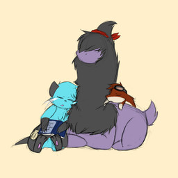 accessory black_body black_fur blue_body blue_fur book cuddling eyes_closed eyewear fur goggles group hair_accessory mane open_mouth pawpads purple_body purple_scales red_body red_fur scales seashell shell simple_background size_difference sleeping tan_body tan_fur text trio whiskers white_body white_fur moofers-mufa mythology nintendo pokemon pokemon_mystery_dungeon spike_chunsoft cyndaquil deino dewott dragon generation_2_pokemon generation_5_pokemon mammal mustelid mythological_creature mythological_scalie otter pokemon_(species) scalie shiny_pokemon 1:1 english_text