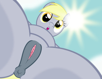 anus biped blonde_hair female feral genitals hair low-angle_view nude open_mouth outside sky skyscape solo spread_legs spreading sun vulva worm's-eye_view badumsquish friendship_is_magic hasbro my_little_pony derpy_hooves_(mlp) equid equine horse mammal pony 2017 absurd_res hi_res