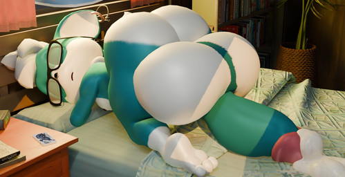 3_toes alarm_clock anthro balls bed big_balls big_butt big_penis bodily_fluids book bookshelf butt clock cum ear_piercing ear_ring excessive_cum excessive_genital_fluids eyes_closed eyewear facial_piercing feet femboy furniture genital_fluids genitals glasses huge_balls huge_butt huge_penis hyper hyper_balls hyper_genitalia hyper_penis lying male nose_piercing nose_ring on_front open_mouth penis piercing ring_piercing side_view sleeping solo thick_thighs toes kirby_animatez sega sonic_the_hedgehog_(series) ezra_the_gaia fan_character canid canine canis chihuahua domestic_dog gaia mammal toy_dog 3d_(artwork) alternate_version_at_source digital_media_(artwork) hi_res