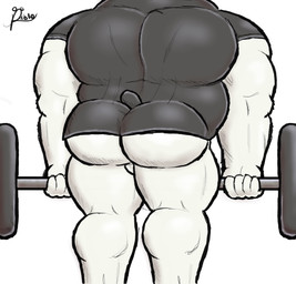 anthro backsack balls barazoku barbell belly butt clothing exercise fur genitals male musclegut muscular muscular_male overweight overweight_male slightly_chubby slightly_chubby_male solo weightlifting white_body white_fur workout alanottaviano bear mammal polar_bear ursine hi_res