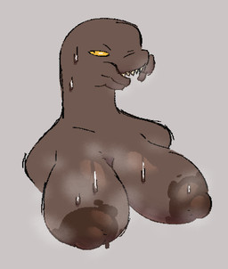 anthro areola big_areola big_breasts big_nipples bodily_fluids breasts brown_areola brown_nipples female grey_background grey_body looking_at_viewer musk musky_breasts nipples open_mouth simple_background solo sweat sweatdrop yellow_eyes hhbrother halo_(series) microsoft xbox_game_studios alien sangheili 2025 digital_drawing_(artwork) digital_media_(artwork) english_description hi_res