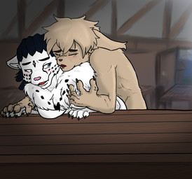 alcohol anthro beverage breast_grab breasts drunk duo female hand_on_breast male male/female sex substance_intoxication rovak twokinds adira_riftwall keith_keiser basitin felid keidran mammal pantherine snow_leopard