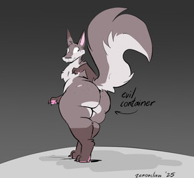 ambiguous_gender anthro belly big_butt big_eyes bubble_butt butt claws digitigrade directional_arrow female finger_claws fluffy fluffy_chest fluffy_tail freckled_butt freckles fur grey_body grey_fur greyscale_background huge_butt looking_back low-angle_view multicolored_body multicolored_fur nervous nude open_mouth overweight overweight_ambiguous overweight_anthro overweight_female pawpads paws pear-shaped_figure pink_pawpads raised_tail rear_view shadow snout solo standing tail teeth text thick_thighs toe_claws white_body white_fur wide_hips zenonclaw evil_container zenonclaw_(character) canid canine canis fox hybrid mammal wolf 2025 dated digital_media_(artwork) english_text flat_colors full-length_portrait hi_res meme portrait signature