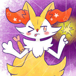 ambiguous_anthro ambiguous_gender anthro biped blep blush blush_stickers focus_lines food front_view looking_at_viewer mouth_closed no_pupils object_in_tail one_eye_closed shrimp_(food) simple_background solo standing tail tongue tongue_out annyui0611 nintendo pokemon braixen canid generation_6_pokemon mammal pokemon_(species) 1:1 2023 digital_drawing_(artwork) digital_media_(artwork) half-length_portrait hi_res japanese_description portrait translated_description
