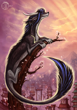 4_fingers 4_toes ambiguous_gender black_claws black_nose blue_body blue_fur blue_mane building claws cloud day detailed_background detailed_fur digitigrade ear_piercing east_asian_architecture feet feral fingers flower flying fur grey_body grey_fur group hindpaw horn lens_flare light long_ears long_mouth looking_up mane mountain no_sclera outside paws piercing plant shadow side_view sky smile snout solo_focus sunlight tail tail_tuft toes town tree tuft whiskers white_body white_fur wind yellow_eyes flashw asian_mythology east_asian_mythology mythology kaikirith avian dragon eastern_dragon furred_dragon furred_scalie mythological_creature mythological_scalie scalie 2017 detailed digital_media_(artwork) digital_painting_(artwork) full-length_portrait hi_res painting_(artwork) portrait
