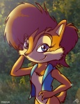 abstract_background anthro blue_eyes brown_body brown_fur brown_hair female fur hair looking_at_viewer simple_background solo tail tobibrocki archie_comics sega sonic_the_hedgehog_(archie) sonic_the_hedgehog_(comics) sonic_the_hedgehog_(series) sally_acorn chipmunk ground_squirrel mammal rodent sciurid 2011 signature