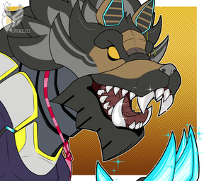 cybernetics fangs_bared machine hi-fi_rush microsoft mythology tango_gameworks roquefort_(hi-fi_rush) canid canine cyborg mammal mythological_canine mythological_creature robot_anthro werecanid werecanine werecreature werewolf hi_res