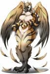 anthro beak big_breasts breasts feathered_wings feathers female genitals non-mammal_breasts nude pussy simple_background smile solo tail wings suddenhack mythology avian gryphon mythological_avian mythological_creature 2016 absurd_res hi_res