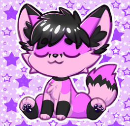 ambiguous_gender anthro chibi fur pink_body pink_fur sitting solo niu-ka canid canine fox mammal hi_res tagme male_(lore)