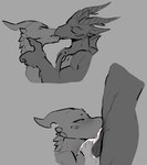 anthro arm_spikes balls blush bodily_fluids cum cum_in_mouth cum_inside cum_on_chin deep_throat duo facial_spikes fangs fellatio female female_focus genital_fluids genitals horn kissing male male/female oral oral_penetration penetration penile penis saliva saliva_on_penis sex spikes spikes_(anatomy) teeth tohaakart blizzard_entertainment european_mythology mythology warcraft cindesh zeranthal dracthyr dragon humanoid mythological_creature mythological_scalie scalie western_dragon hi_res monochrome