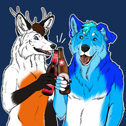 anthro black_nose blue_eyes cheek_tuft duo eye_patch eyewear facial_tuft floppy_ears fur green_eyes holding_beer male male_anthro neck_tuft open_mouth orange_body orange_fur simple_background tongue tongue_out transparent_background tuft whiskers white_body white_fur kodaac canid canine deer hybrid mammal 1:1 alpha_channel