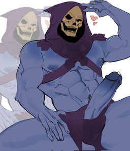 abs armpit_hair biceps blue_body blue_penis blush blush_lines bodily_fluids body_hair clothed clothing genital_fluids genitals happy_trail heart_symbol humanoid_genitalia humanoid_penis male muscular muscular_humanoid muscular_male nipples not_furry penis pose precum purple_clothing purple_hood purple_underwear simple_background solo spread_legs spreading triceps underwear vein veiny_muscles veiny_penis white_background valentinexx masters_of_the_universe mattel skeletor humanoid 2026 digital_media_(artwork) hi_res