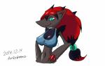 anthro breasts clothing female pokemorph shirt smile solo tank_top topwear punkydreamer nintendo pokemon canid canine generation_5_pokemon mammal pokemon_(species) zoroark hi_res