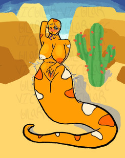 anthro apode aroused_face big_breasts bodily_fluids breasts female genitals legless masturbation navel nipples non-mammal_breasts non-mammal_navel non-mammal_nipples one_eye_visible serpentine solo sweat tongue tongue_out vulva vicular creamsicle(vicular) colubrid corn_snake draconcopode lampropeltini naga rat_snake reptile scalie snake