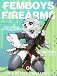 anthro beak bell bell_collar bottomwear chauchat clothed clothing collar convenient_censorship eyelashes feathered_arms feathers femboy fluffy_arms garter_straps gun kneeling leg_accessory leg_strap legwear male neck_tuft panties ranged_weapon skirt solo spiked_collar spikes stockings tail tail_feathers text thick_thighs tuft underwear weapon marcus_gray femboys_and_firearms avian bird owl 3:4 cover english_text hi_res magazine_cover