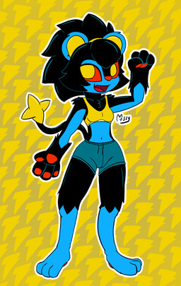 anthro athletic_wear barefoot big_ears biped black_body black_fur bottomwear clothing feet female fur gym_bottomwear gym_shorts gym_topwear hair pawpads ponytail pose red_sclera shorts smile solo tail topwear mossycl nintendo pokemon elin_(mossycl) fan_character felid feline generation_4_pokemon luxray mammal pokemon_(species) absurd_res hi_res