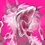 2_horns ambiguous_gender anthro black_lips bodily_fluids claws detailed_mouth drooling fur glistening glistening_horn glistening_pawpads grey_ears grey_horn grey_nose hair heads horn inner_ear_fluff kemono licking_screen lips mouth_shot neck_scar open_mouth palate pawpads pink_background pink_body pink_claws pink_fur pink_hair pink_horn pink_inner_ear pink_inner_ear_fluff pink_pawpads pink_sclera saliva saliva_bubble saliva_on_tongue saliva_string sharp_teeth simple_background solo striped_horn stripes teeth tongue tongue_out tuft whiskers white_body white_eyes white_fur tianhua felid feline mammal 1:1 2024 hi_res