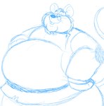 anthro belly big_belly clothed clothing eyewear glasses male mature_male obese obese_male overweight overweight_male simple_background solo justabeariguess an_american_tail don_bluth papa_mousekewitz mammal mouse murid murine rodent 2023 hi_res sketch