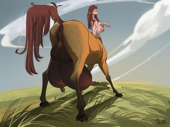 animal_genitalia animal_penis balls big_balls big_breasts breasts butt equine_genitalia fur genitals hair herm hooves hyper hyper_genitalia hyper_udders intersex nipples outside penis raised_tail solo tail teats udders vulva yosya european_mythology greek_mythology mythology georgia_coverette centaur equid equid_taur equine humanoid_taur mammal mammal_taur taur digital_media_(artwork) hi_res