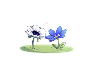 anemone_(flower) blue_flower flower grass heart_symbol leaf not_furry petals plant simple_background stamen white_background white_flower zero_pictured siggiedraws 2024 5:4 absurd_res cel_shading digital_drawing_(artwork) digital_media_(artwork) hi_res shaded signature