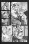apron black_and_white blacksmith blizzard_entertainment clothing comic dialogue draenei dwarf english_text female hi_res hug humanoid humanoid_pointy_ears kissing male monochrome monster_girl_(genre) not_furry richard_moore size_difference text warcraft