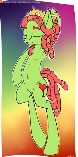 biped cutie_mark dreadlocks eyes_closed female feral hair hooves long_hair patreon_logo solo text website_logo neko-me friendship_is_magic hasbro my_little_pony patreon tree_hugger_(mlp) earth_pony equid equine horse mammal pony 2017 hi_res url