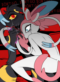 4_fingers anthro anthro_on_bottom anthro_on_top anthrofied black_body black_claws black_ears black_eyebrows black_fur black_nose black_tail blue_eyes bodily_fluids chest_grab claws crying duo ear_markings eyebrows facial_markings feet fingers fur gloves_(marking) head_markings leg_markings looking_up lying male male/male male_on_bottom male_on_top markings nude_anthro nude_male on_back on_bottom on_top pink_body pink_ears pink_feet pink_fur pink_hands pink_inner_ear pink_tail pokemorph pupils red_eyes red_nose red_text ribbons_(anatomy) slit_pupils smoke socks_(marking) tail tears text white_body white_fur white_pupils white_sclera yellow_markings yellow_sclera odeko-yma nintendo pokemon pokemon_mystery_dungeon spike_chunsoft lucky_(odeko-yma) pix_(odeko-yma) eeveelution generation_2_pokemon generation_6_pokemon pokemon_(species) sylveon umbreon 2026 absurd_res english_text halftone hi_res signature