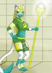 anthro armor biped female hair heart_symbol solo gtoyaannno domestic_cat felid feline felis mammal hi_res