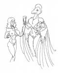 anthro bdsm big_breasts breasts collar duo female genitals leash nipples nude pussy alex_kl5 dinosaucers sara_spencer teryx_(dinosaucers) archaeopteryx dinosaur human mammal prehistoric_species reptile scalie theropod monochrome