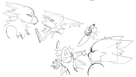 angry anthro asphyxiation choking clothing coat duo humor knife lab_coat male male/male tension topwear untalentedscribbles casualties:_unknown scribbles_(untalentedscribbles) expie_(gunsawian) gunsawian nardoragon sketch