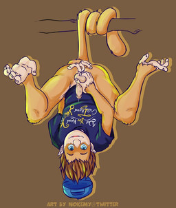 anal anal_fingering anthro anus ball_fondling balls bodily_fluids erection feet fingering fondling genital_fluids genitals male penis precum prehensile_feet solo toes upside_down delicatessen jerr haplorhine mammal monkey primate