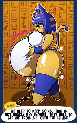air_inflation anthro belly big_belly big_breasts big_butt blue_hair blue_tail blush breasts butt clothing dress eyeshadow female fur hair holding_belly hose hose_inflation huge_belly huge_butt huge_thighs hyper hyper_belly hyper_inflation inflation lidded_eyes makeup markings nipple_outline noseless onomatopoeia outline side_view solo sound_effects standing striped_markings striped_tail stripes tail tail_markings talking_to_viewer text thick_thighs white_clothing white_dress white_outline yellow_body yellow_fur yellow_tail browser124 animal_crossing nintendo ankha_(animal_crossing) domestic_cat felid feline felis mammal 2025 absurd_res alpha_channel digital_media_(artwork) english_text hi_res