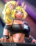 accessory anthro bracelet choker clothing diamond_(gem) female gem hair hair_accessory hairclip jewelry keyboard_instrument looking_at_viewer musical_instrument musical_keyboard musical_note musical_symbol navel navel_piercing necklace piercing playing_music ponytail solo spiked_bracelet spikes symbol thong translucent translucent_clothing underwear zevulpes deltarune undertale_(series) yamaha noelle_holiday hi_res