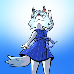 4_fingers anthro blue_background blue_body blue_bow blue_clothing blue_dress blue_eyes blue_fur blue_hair blue_pupils blue_tail breasts button_(fastener) closed_smile clothed clothed_female clothing dress female female_anthro fingers fluffy fluffy_tail fur gradient_background hair happy light low-angle_view mouth_closed multicolored_body multicolored_fur pointy_ears pupils red_inner_ear red_nose short_hair simple_background smile solo standing tail two_tone_body two_tone_fur two_tone_tail white_tail cookieboy011 animal_crossing nintendo whitney_(animal_crossing) canid canine canis mammal wolf 1:1 2025 colored digital_drawing_(artwork) digital_media_(artwork) english_description lighting portrait shaded three-quarter_portrait