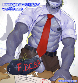 abs anthro balls belt big_penis bodily_fluids bottomwear clothing erection genital_fluids genitals graded_penis huge_penis humanoid_genitalia humanoid_penis male muscular muscular_anthro muscular_male necktie pants pecs penis penis_poking_out penis_through_fly shirt smile solo topwear moonelmalito dante_(newwaffleguy) aquatic fish shark absurd_res digital_drawing_(artwork) digital_media_(artwork) hi_res