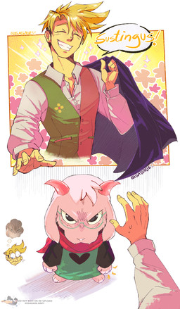 2_horns abstract_background angry anthro biped blonde_hair bodily_fluids clothed clothing cute_fangs dialogue duo eye_contact eyes_closed eyewear fangs first_person_view fist floppy_ears flower fluffy fur glasses hair head_tuft heart_symbol horn looking_at_another looking_at_viewer male male_anthro open_mouth open_smile pink_horn plant scarf short_hair simple_background size_difference smile snout sparkles speech_bubble sweat sweatdrop teeth text thought_bubble trying_not_to_laugh tuft wearing_glasses white_background white_body white_fur yellow_body yellow_skin gigagage deltarune undertale_(series) flowery_(deltarune) ralsei bovid caprine darkner elemental_creature flora_fauna flower_creature goat human mammal seven_flowers 2026 comic digital_drawing_(artwork) digital_media_(artwork) english_description english_text hi_res meme signature watermark