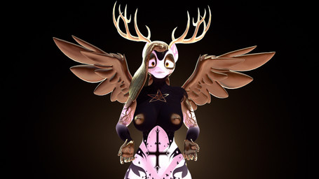anthro big_breasts blonde_hair breasts fantasy female hair horn solo tall wings yellow_eyes ludexus hasbro my_little_pony darkend_woods_(ludexus) fan_character deer deity mammal 16:9 3d_(artwork) 4k absurd_res digital_media_(artwork) hi_res source_filmmaker_(artwork) widescreen