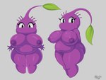 big_breasts big_butt breasts butt female grey_background nipples not_furry nude overweight overweight_female plant purple_body simple_background solo thick_thighs mehdrawings nintendo pikmin elemental_creature flora_fauna pikmin_(species) purple_pikmin 4:3 hi_res