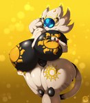 abs anthro areola big_breasts blue_eyes breasts eyebrows female fingers hand_behind_head huge_breasts hyper hyper_breasts looking_at_viewer nipple_dip nipples solo conditional_dnp suirano nintendo pokemon solaria_(alolan_suns) generation_7_pokemon legendary_pokemon pokemon_(species) solgaleo 2022 digital_media_(artwork) hi_res